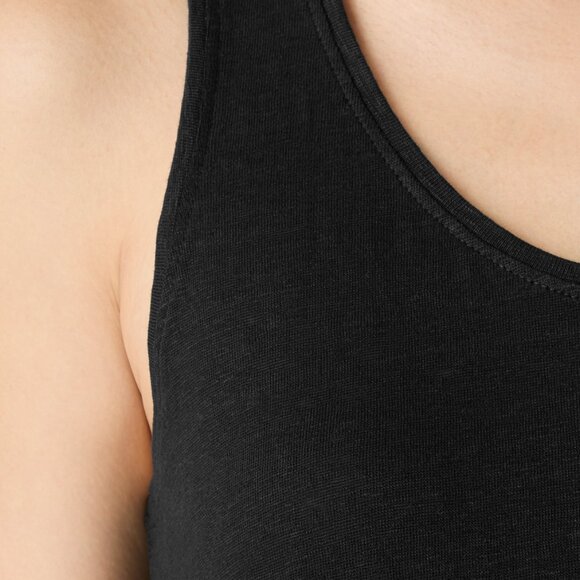 Eileen Fisher Black Organic Linen Jersey Long Tank Scoop Neck Women's Size L - Picture 4 of 10